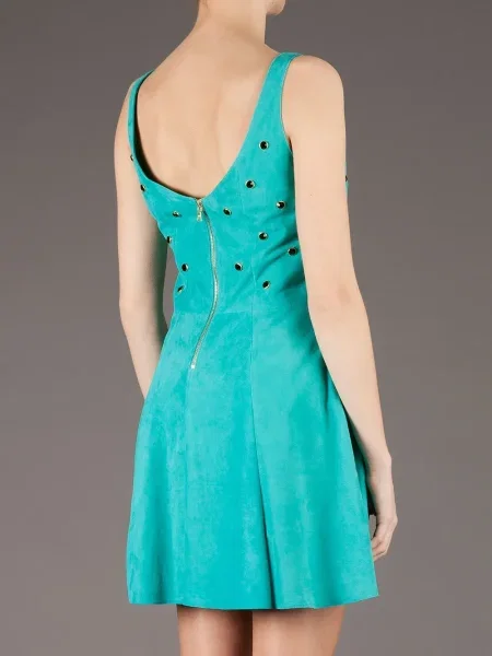 Rochie Drome din piele de costum verde
