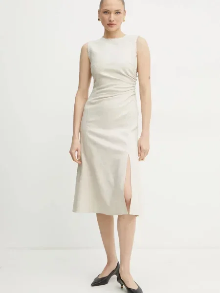 BOSS rochie midi evazati bej