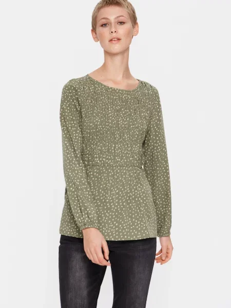 SAINT TROPEZ Bluză Gisla / verde măr bej