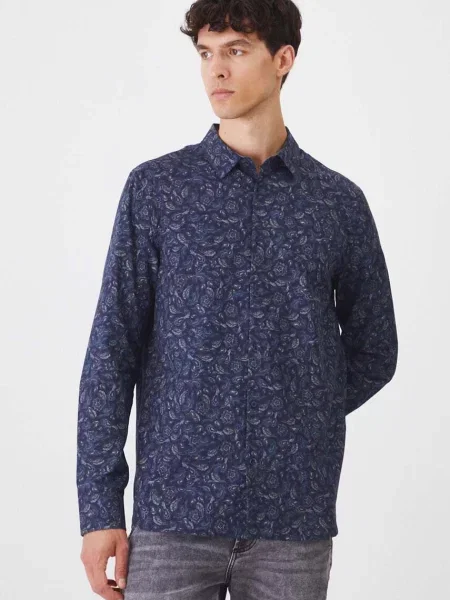 Риза Medicine мъжка с кройка по тялото с класическа яка тъмносиньо