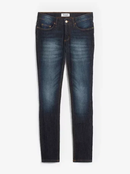 Jeansy ze stretchem skinny mid waist niebieskie