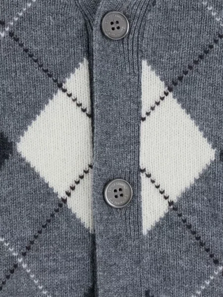 Cardigan Dunst de lână cu model argyle gri
