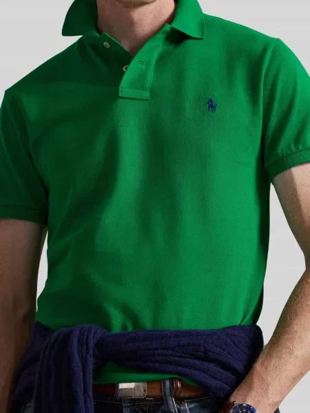 Koszulka polo o kroju slim fit z czystej bawełny Polo Ralph Lauren zielona