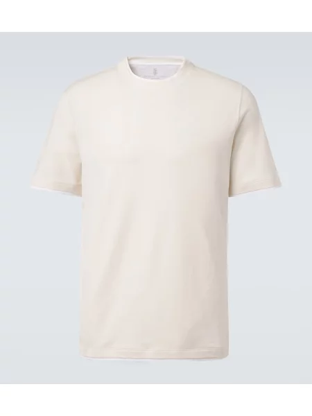 Tricou Brunello Cucinelli din jerseu bej