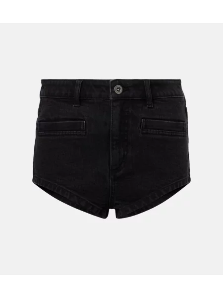Pantaloni scurți din denim Self-portrait negru