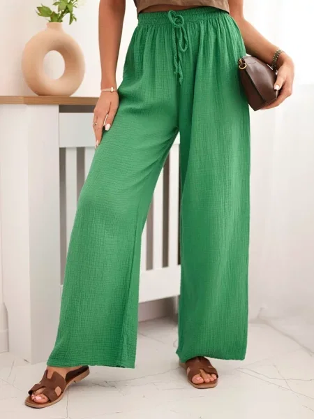 Pantaloni Kesi Włoski din muselină verde