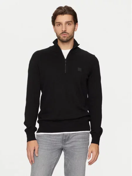 BOSS Orange sweter z domieszką wełny lekki czarny