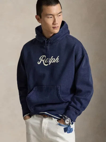 Bluza z kapturem o kroju regular fit z mieszanki bawełny Polo Ralph Lauren niebieska