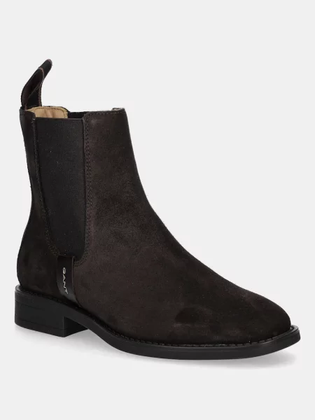 Gležnjače od brušene kože Gant Fayy ravni potplat smeđa