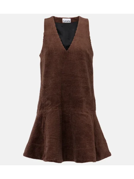 Rochie Ganni de catifea cord maro