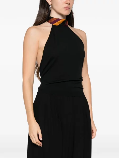 Top Pucci de mătase cu gât halter negru