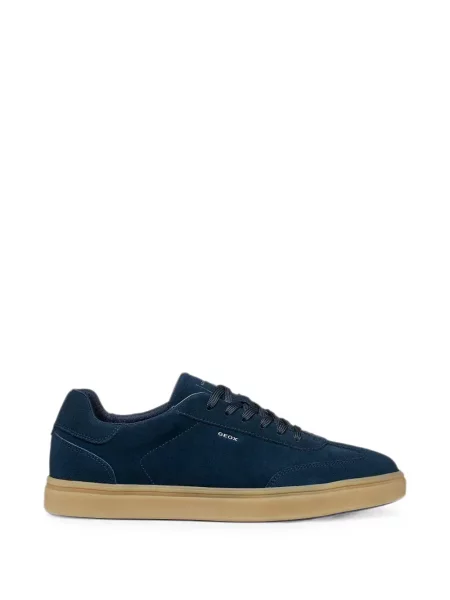 Sneakerși Geox cu șireturi din piele de căprioară albastru