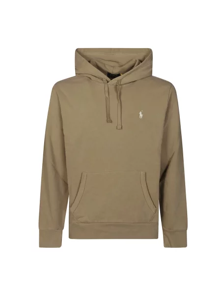 Lniana bluza z kapturem Polo Ralph Lauren klasyczna beżowa
