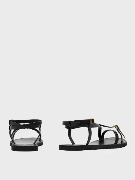 Кожаные босоножки Allsaints черные