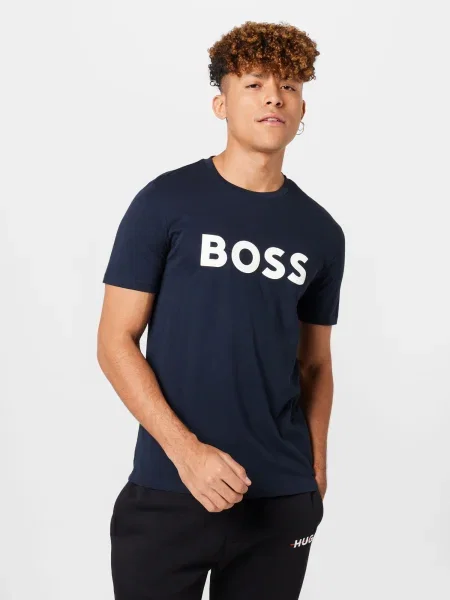 BOSS Orange kratka majica BOSS Thinking 1 modra