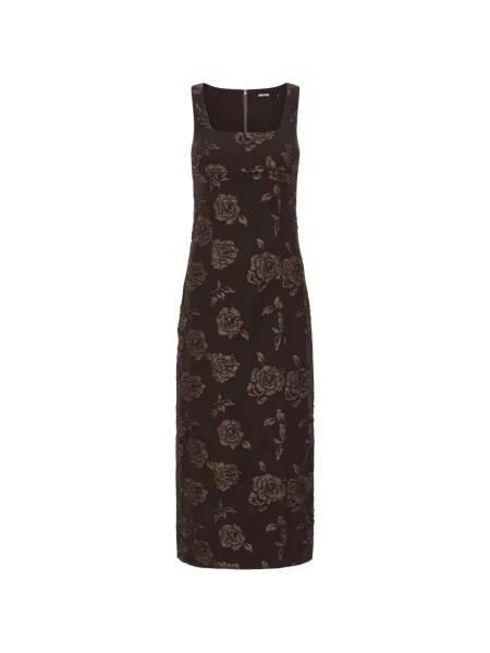 Rochie midi Rotate Birger Christensen fără mâneci din jacard maro