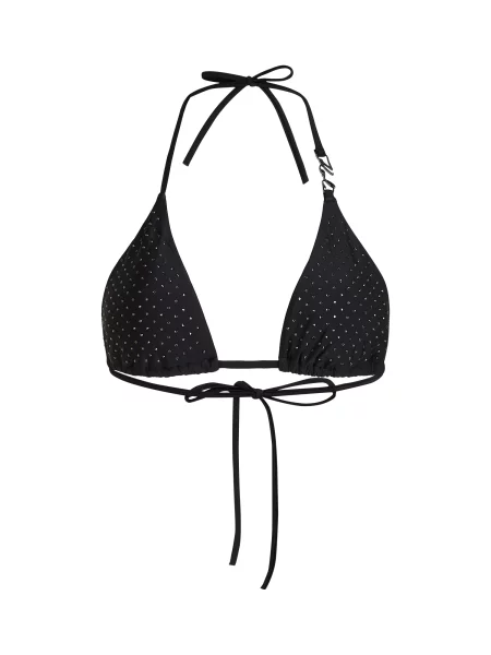 Karl Lagerfeld Sutien costum de baie Triangel-Bikinitop mit Strasssteinen negru