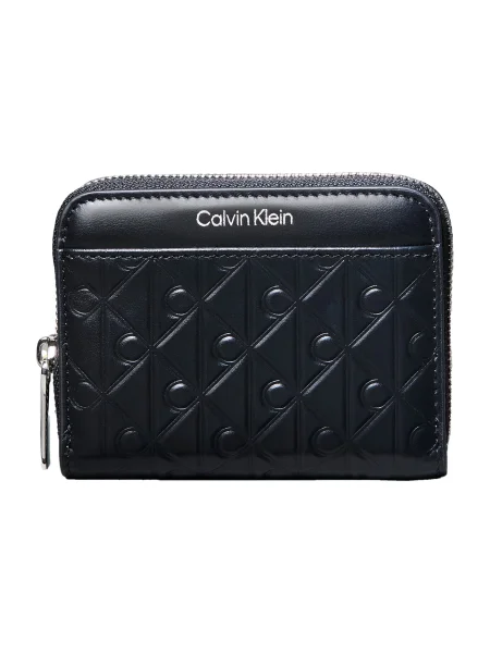 Portofel Calvin Klein Emblem Aop Embossed Zip Around negru