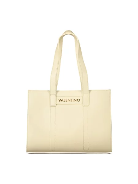 Lniana torebka Valentino Bags beżowa