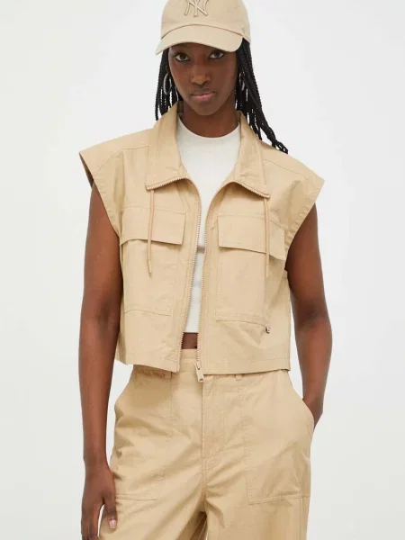 Елек Tommy Jeans с едно копче бежово