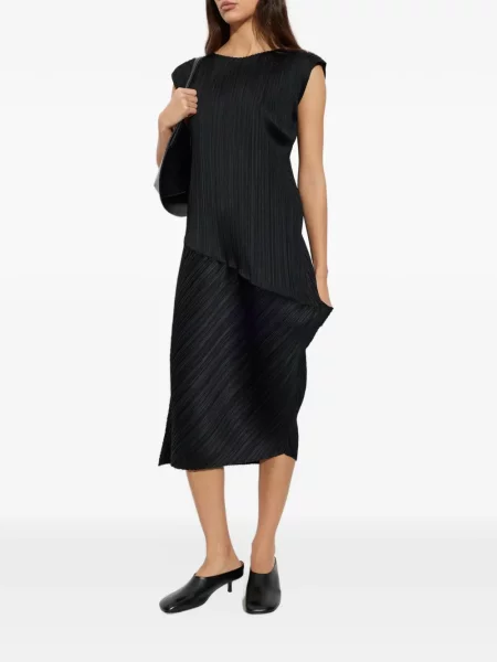 Асиметрична миди рокля Pleats Please Issey Miyake черно