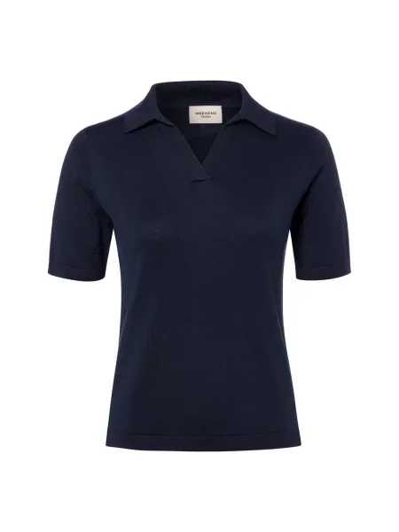 Weekend Max Mara koszulka polo z domieszką jedwabiu Kobiety Jedwab S niebieski