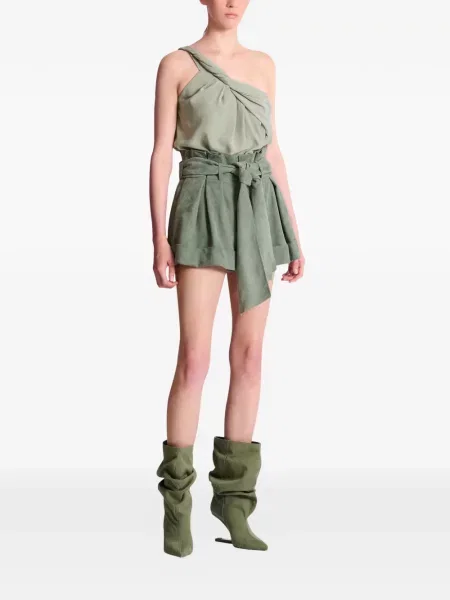 Кожаный кожени шорти Balmain връзки зелено