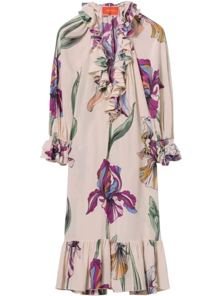Rochie midi La Doublej cu model floral cu imagine până la genunchi