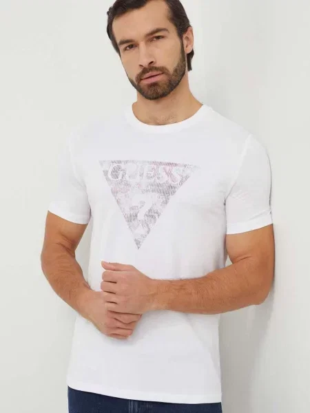 Тениска Guess с принт бяло