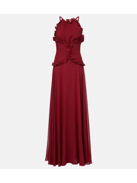 Rochie Elie Saab de mătase cu volane roșu