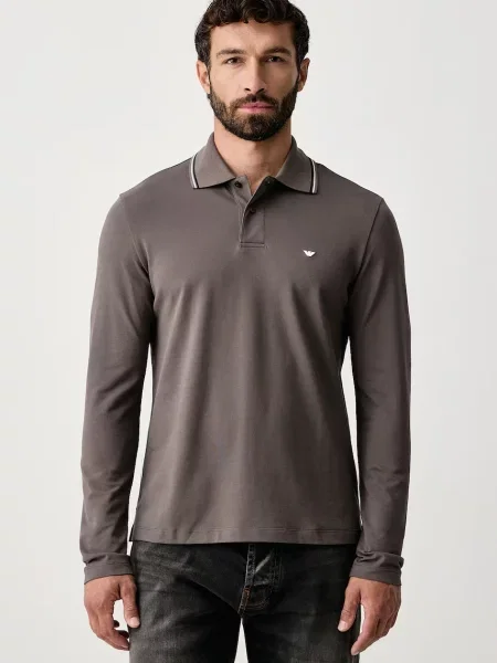 Tricou cu mânecă lungă Emporio Armani gri