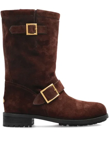Botine Jimmy Choo cu cataramă biker maro