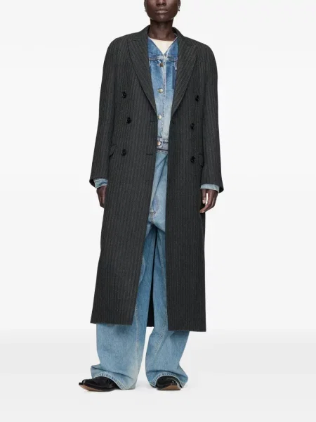 Παλτό Maison Margiela με μοτίβο ψαροκόκαλο διπλόκουμπα μαύρο