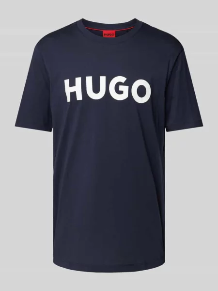 HUGO t-shirt granatowy z nadrukiem
