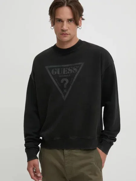 Bluza GUESS Go Vintage Triangle Crewneck Jet Black Multi M czarna