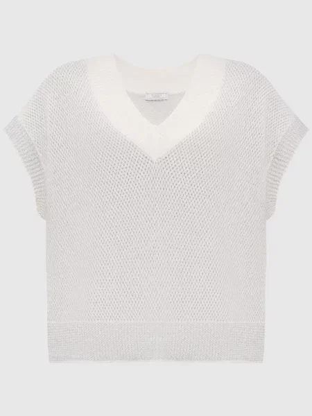 Жилет з вовною з люрексом Peserico сірий