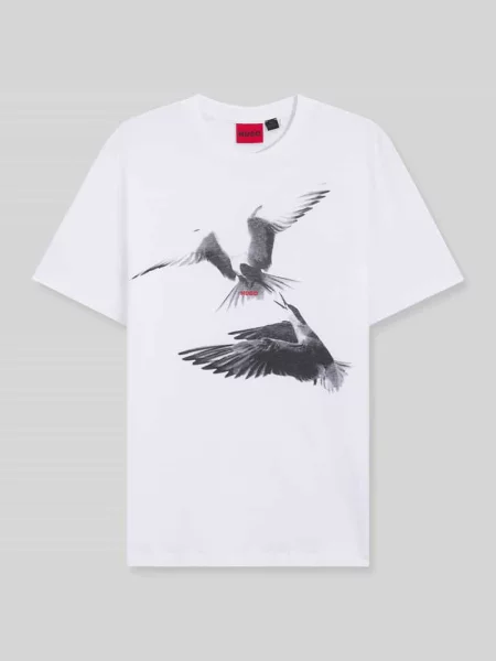 T-shirt o kroju regular fit z czystej bawełny Hugo biała