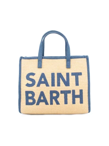 Lniana torebka Mc2 Saint Barth beżowa
