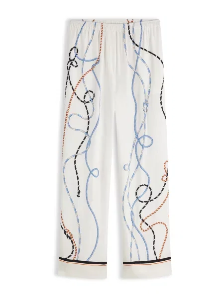 TOMMY HILFIGER Hlače Rope Print Relaxed Straight svetlo modra / oranžna / črna bela