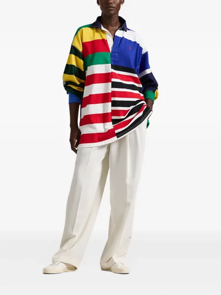 Κοστούμι λινή μπλούζα Polo Ralph Lauren με κέντημα λευκό