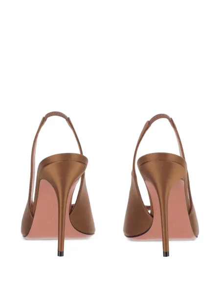 Pantofi cu toc Amina Muaddi cu vârf deschis slingback maro