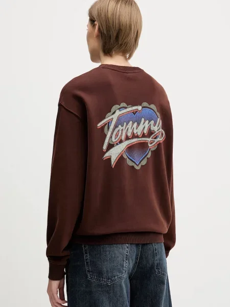 Tommy Jeans hanorac de cu imprimeu maro