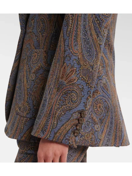 Žakárové sako Etro s paisley vzorom modrá