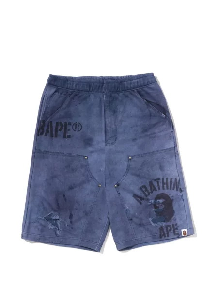 Pantaloni scurți A Bathing Ape® zdrențuiți albastru