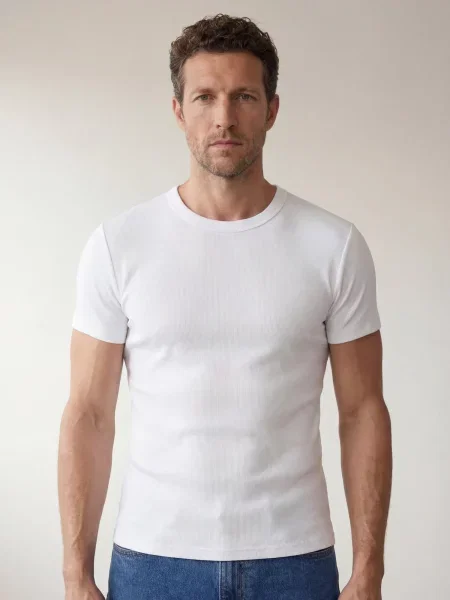 ARMIE Tričko The Peter Slim-Fit Ribbed T-shirt White' bílá