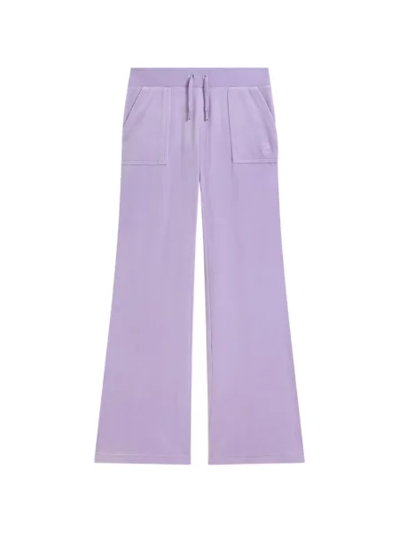 Pantaloni Juicy Couture cu talie joasă din velur alergare violet