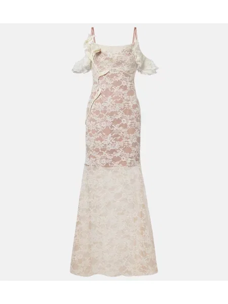 Rochie Self-portrait cu model floral din dantelă alb