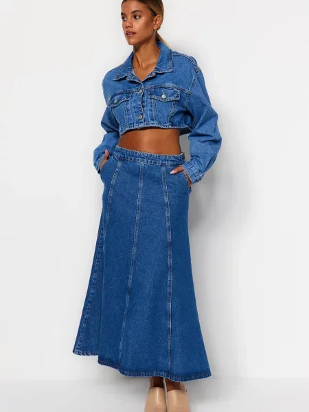 Spódnica jeansowa Trendyol niebieska