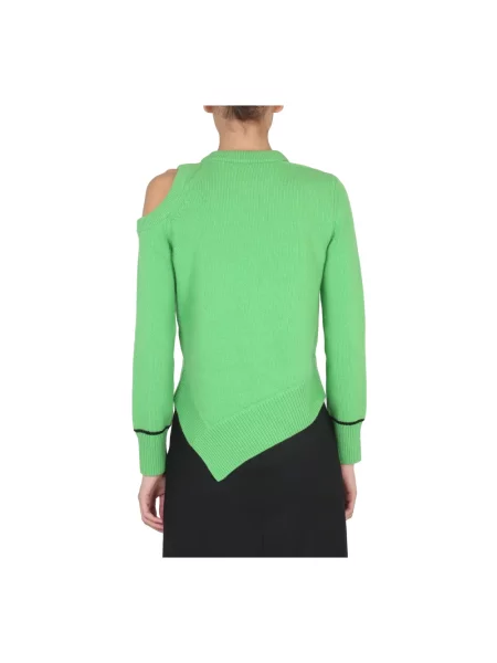 Sweter Alexander Mcqueen wełniany asymetryczny zielony