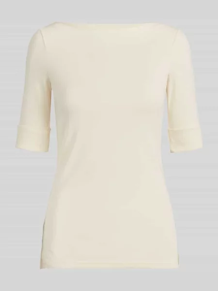 T-shirt krój slim fit z czystej bawełny Lauren Ralph Lauren beżowa